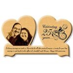 Laser Engraved Personalized Photo Wooden Plaque hart shape 12 X 7.5 Inches