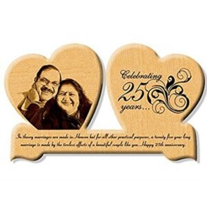 Laser Engraved Personalized Photo Wooden Plaque hart shape 12 X 7.5 Inches