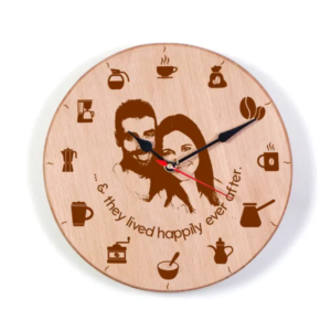 Laser Engraved Personalized Photo Wooden clock 9X9 Inches